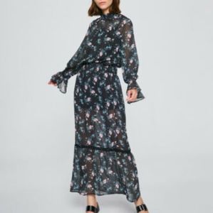 NWT Madisonne Black Sheer Floral Dress